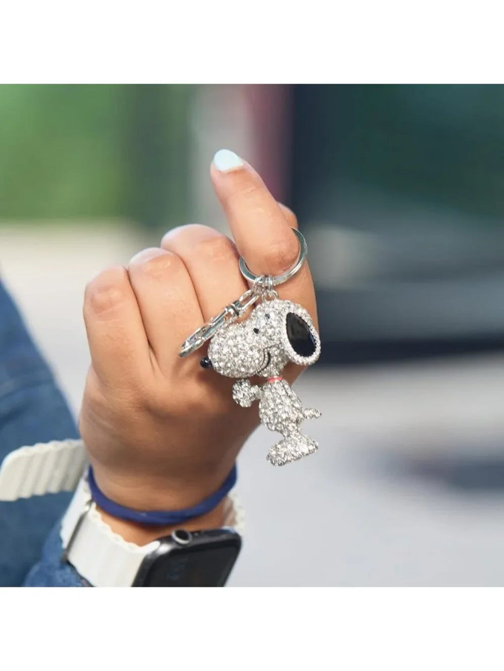 Snoopy Keychain Bag Charm with Pave Crystal | Cute Cartoon Accessory for Bags
